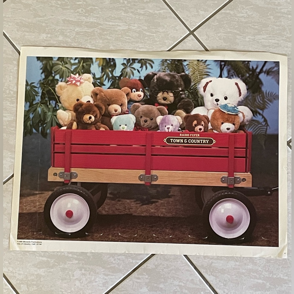 1986 Teddy Bears in a Radio Flyer  Town & Country Wagon Poster